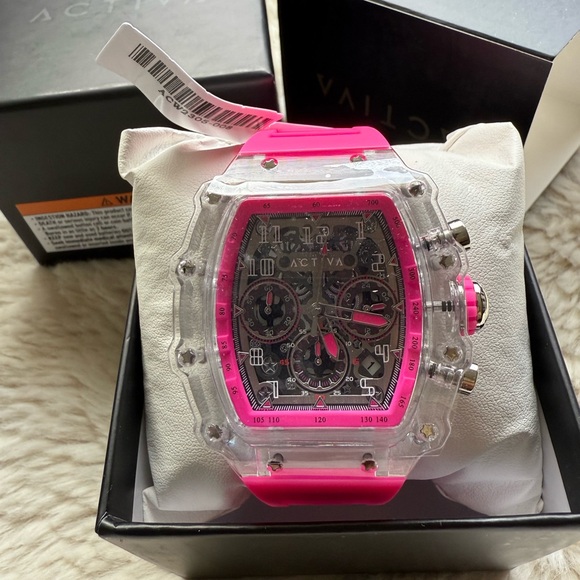 Invicta Accessories - Activa x Invicta NIB Unisex Men’s Pink Skeleton Watch Silver Watch